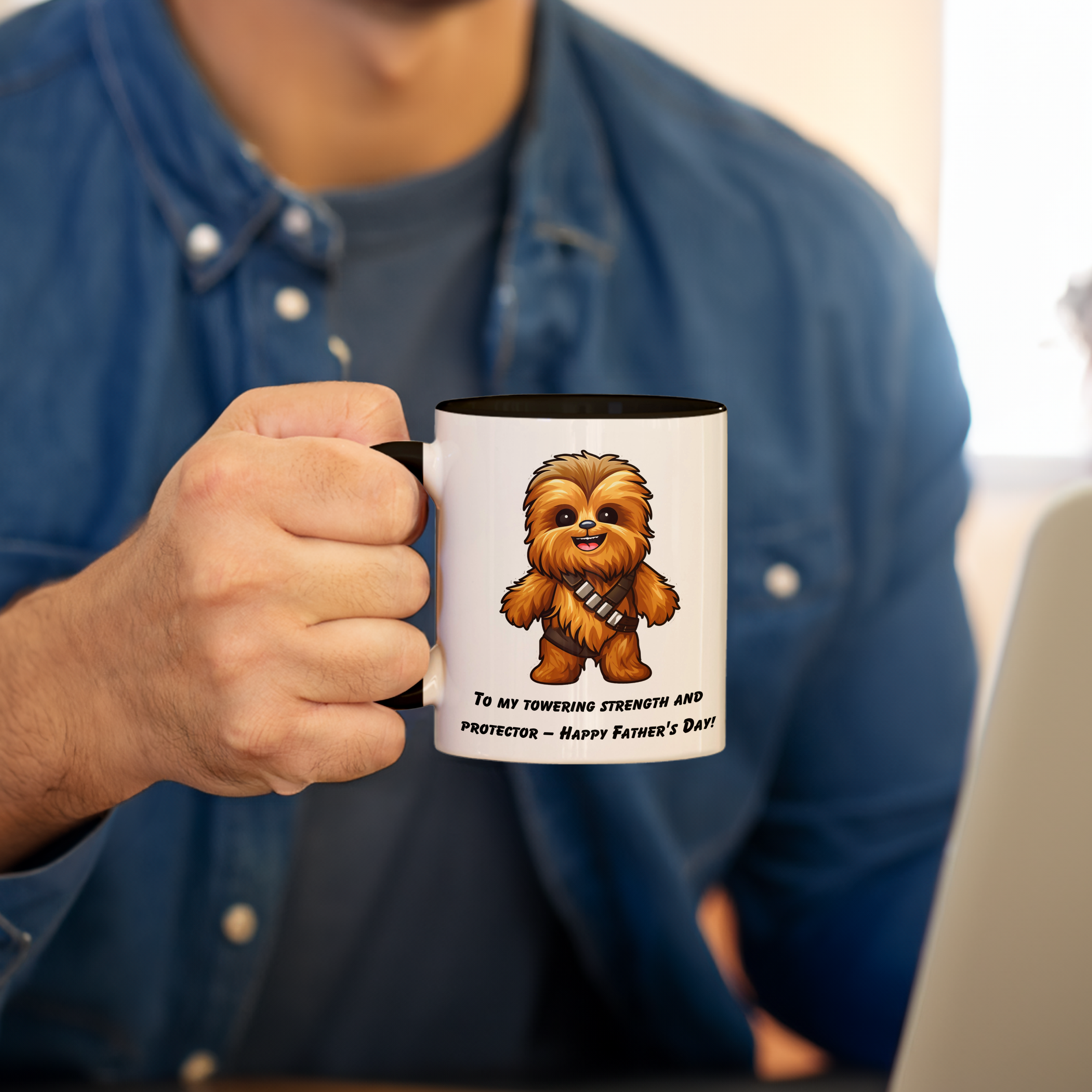 Fuzzy Galaxy Pilot Mug - Father's Day Space Hero Coffee Cup, Brown Co-Pilot Ceramic Mug with Color Accent, Dad's Cosmic Companion Drinkware