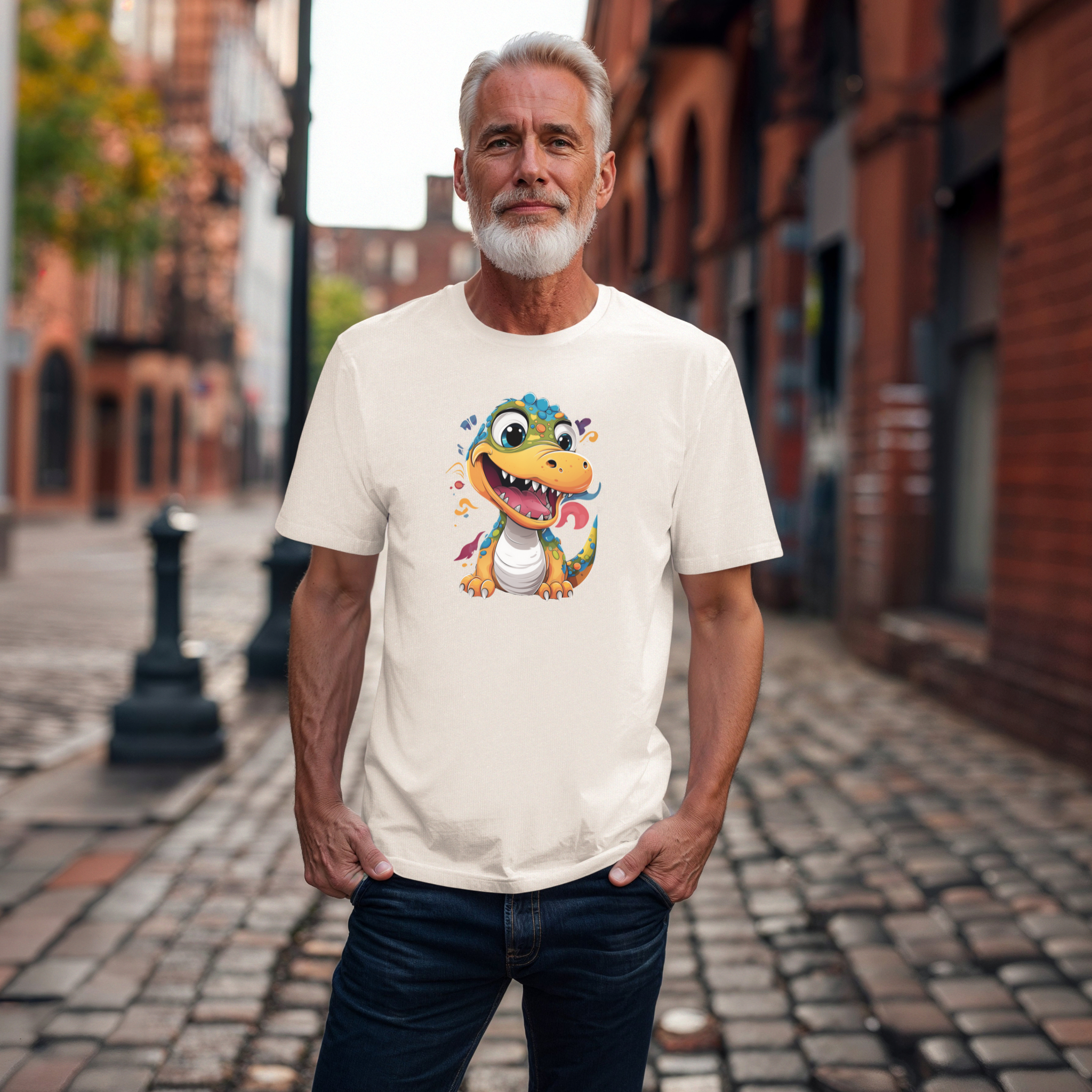 Funky Dino Smile Tee – Playful Unisex T-Shirt