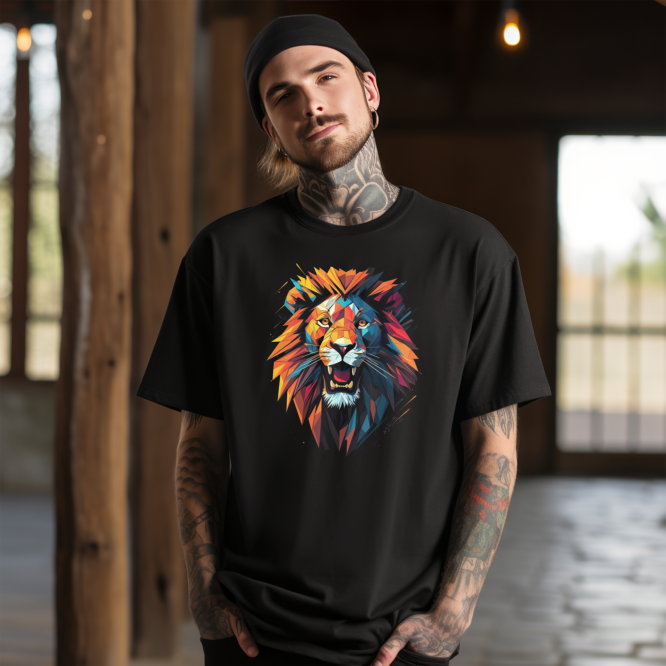 Vibrant Lion Art Tee – Unisex Stylish Graphic Shirt