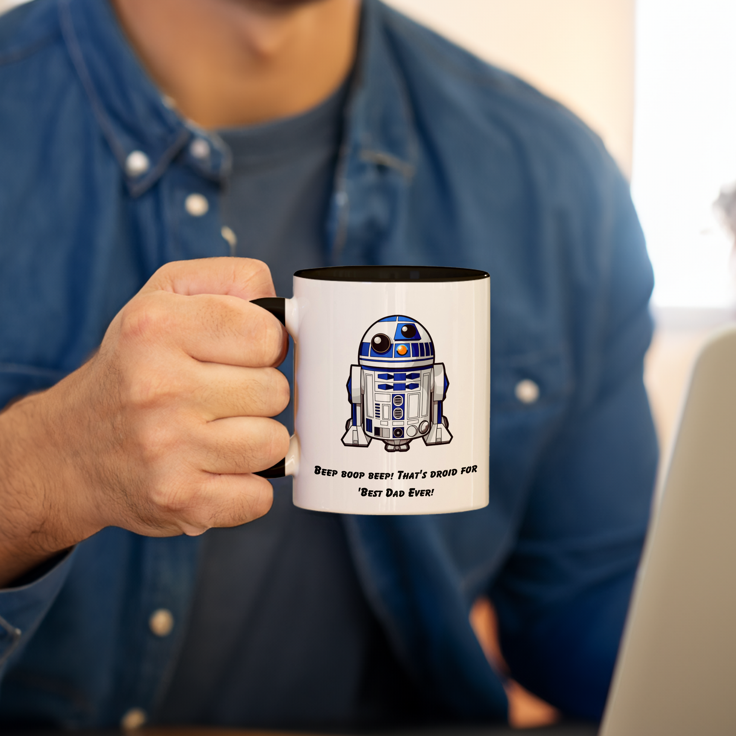 Robotic Sidekick Dad Mug - Father’s Day High-Tech Helper Coffee Cup, Fun Droid Design Ceramic Mug, Futuristic Dad Drinkware
